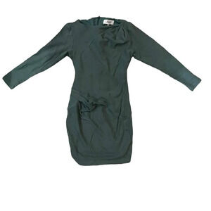 Tibi Green body Con Wrap V-Neck Long Sleeve‎ Draped Womens Dress Size XS
